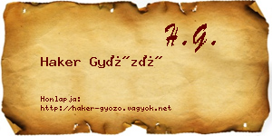 Haker Győző névjegykártya